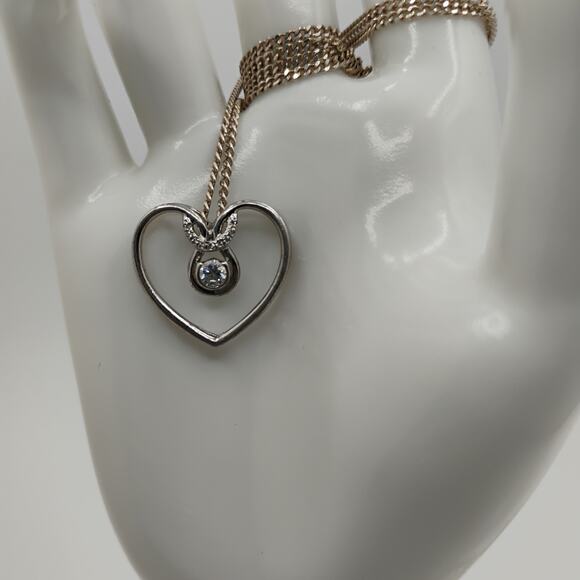 Diamond Heart Pendant in Sterling Silver on 24-inch Chain - Picture 4 of 4